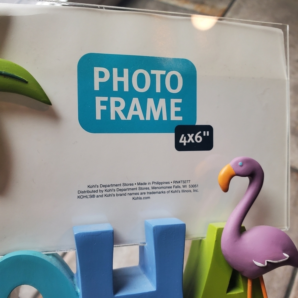 Aloha Photo Frame 6x4 Kohls Horizontal Picture Frame Colorful Palm Tree Flamingo - Picture 3 of 6